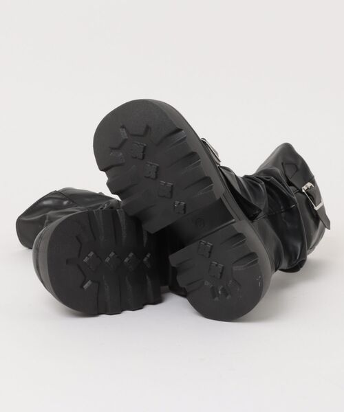 ブーツ 厚底ヴィンテージ シュリンクドフェイクレザー スクエア