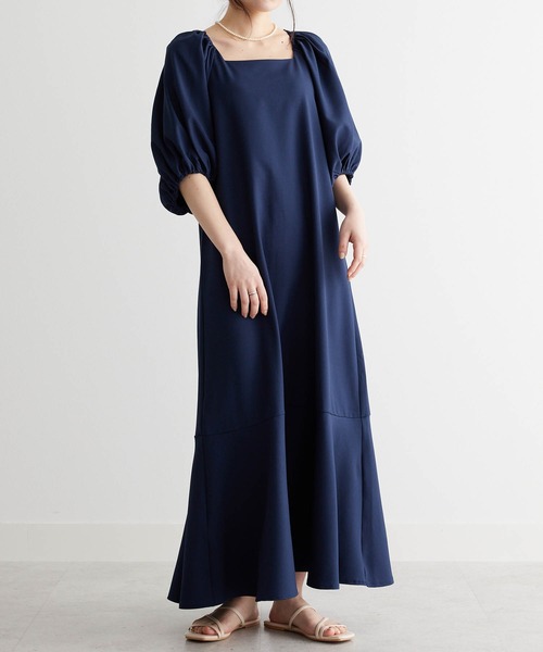 「RANAN」 半袖ワンピース L ネイビー レディース_画像2