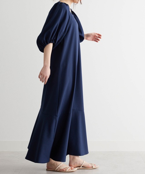 「RANAN」 半袖ワンピース L ネイビー レディース_画像3