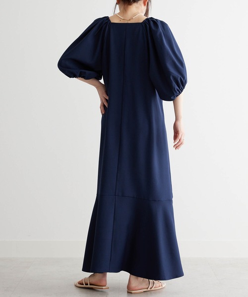 「RANAN」 半袖ワンピース L ネイビー レディース_画像4