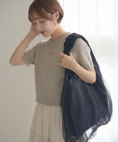 「mellowneon」 半袖ニット FREE グレー レディース_画像4