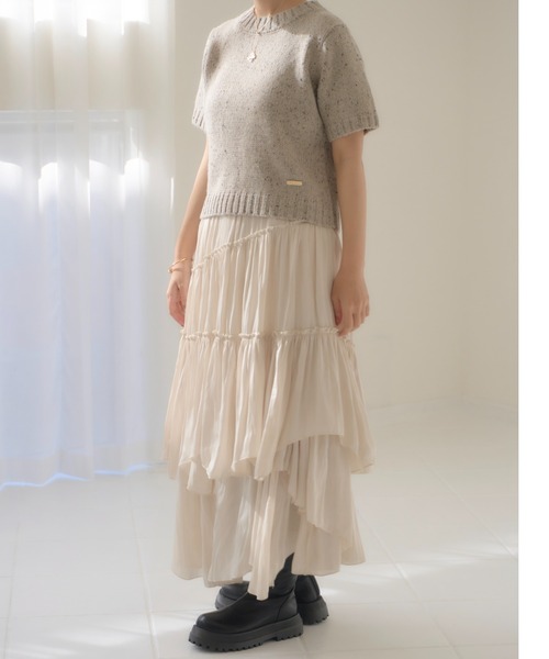 「mellowneon」 半袖ニット FREE グレー レディース_画像7