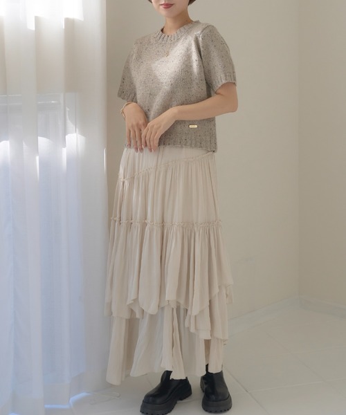 「mellowneon」 半袖ニット FREE グレー レディース_画像8