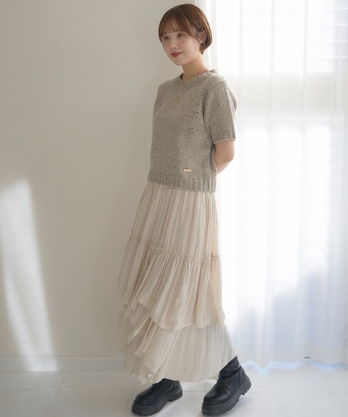 「mellowneon」 半袖ニット FREE グレー レディース_画像9