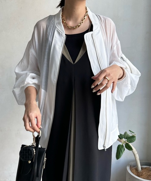 「DouDou」 ブルゾン FREE ライトグレー レディース_画像9