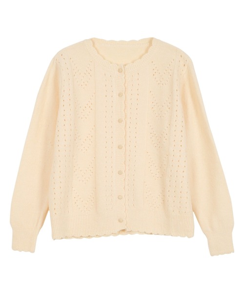 KOBE LETTUCE（神戸レタス） カーディガン スカラップ透かし編みニット