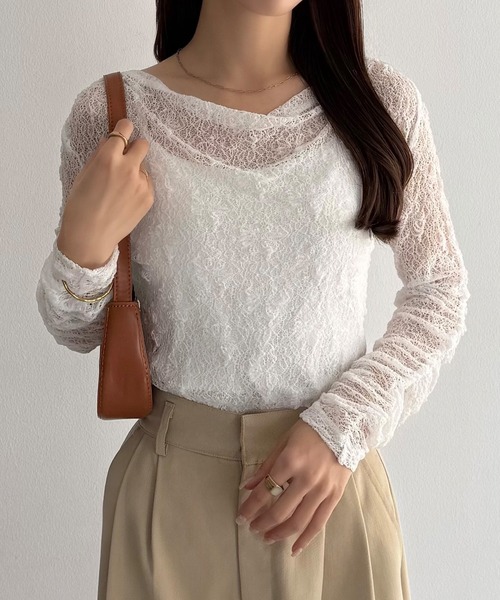 callautia（カラウティア） tシャツ 袖ギャザードレープレーストップス