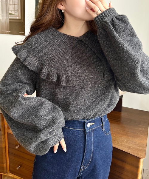 moment+ 長袖ニット L チャコールグレー レディース : ZOZOTOWN Yahoo