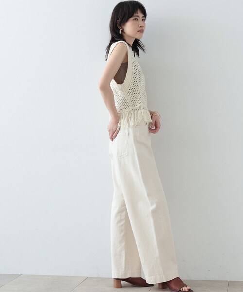 「GALLEST」 ノースリーブニット 38 ベージュ レディース_画像3