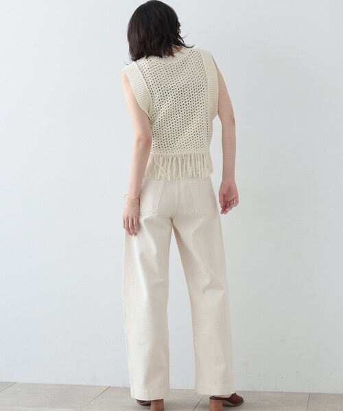 「GALLEST」 ノースリーブニット 38 ベージュ レディース_画像4