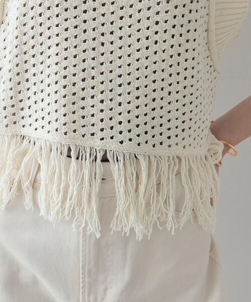 「GALLEST」 ノースリーブニット 38 ベージュ レディース_画像5