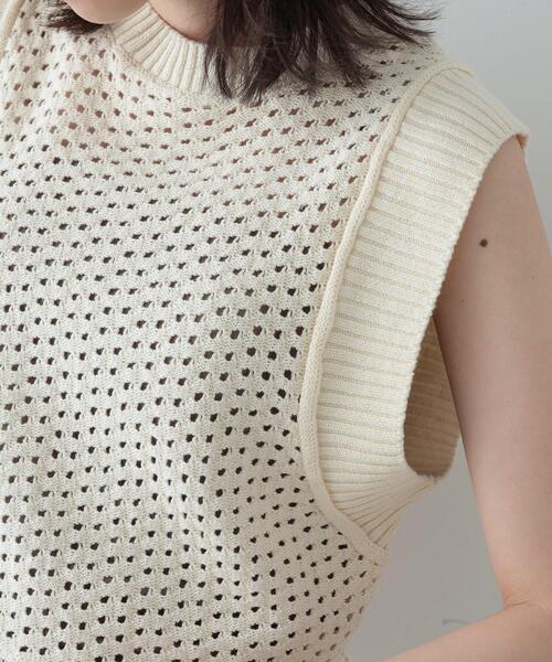 「GALLEST」 ノースリーブニット 38 ベージュ レディース_画像6