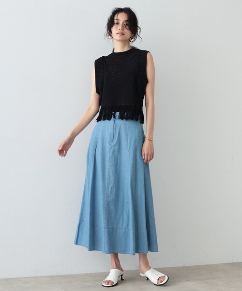 「GALLEST」 ノースリーブニット 38 ベージュ レディース_画像8