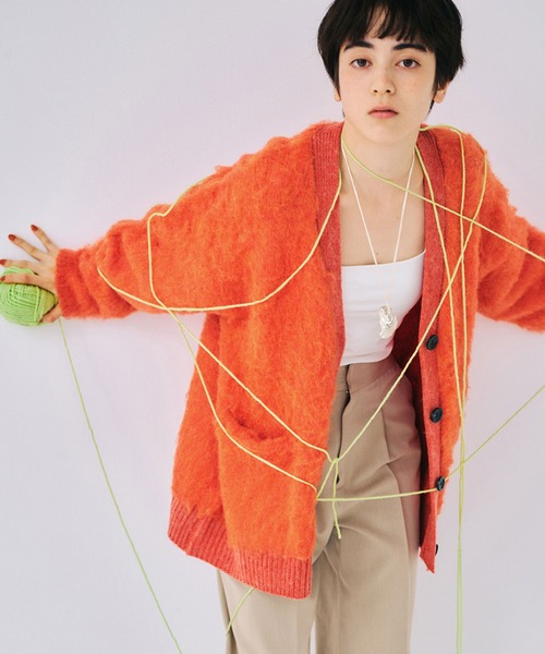ADAM ET ROPE'（アダムエロペ） ニットカーディガン FREE オレンジ