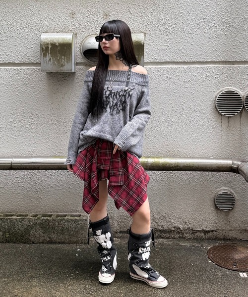 ニット セーター オフショルパンクニット レディース メンズ