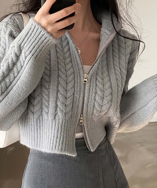 「Girly Doll」 ニットカーディガン F ダークグレー レディース_画像2