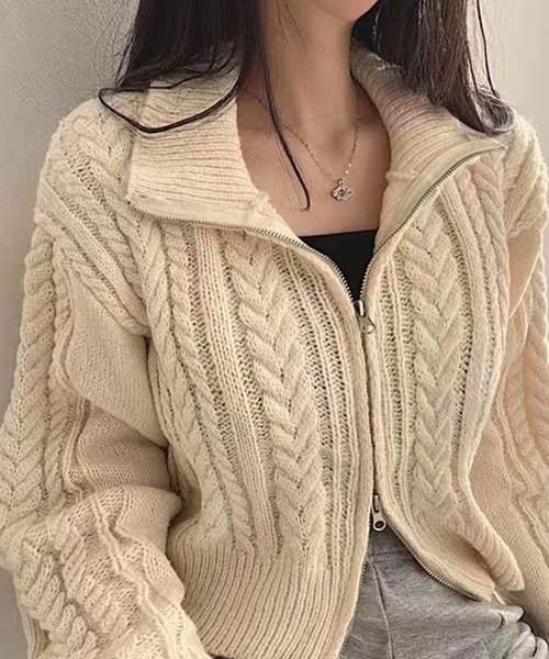 「Girly Doll」 ニットカーディガン F ダークグレー レディース_画像7