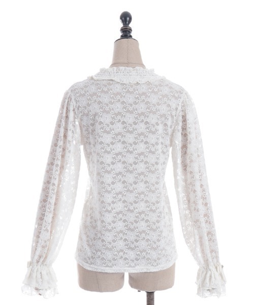 axes femme POETIQUE tシャツ プチローズ装飾起毛レースプルオーバー