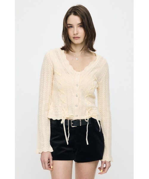 MOUSSY（マウジー） カーディガン LACE UP RIBBON カーディガン