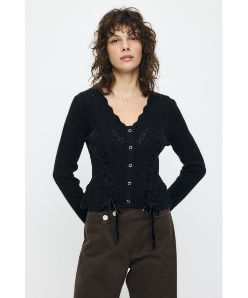 MOUSSY（マウジー） カーディガン LACE UP RIBBON カーディガン