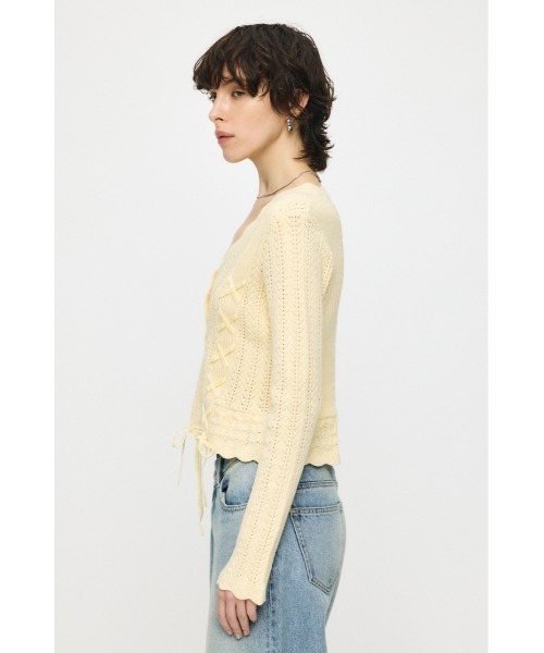 MOUSSY（マウジー） カーディガン LACE UP RIBBON カーディガン