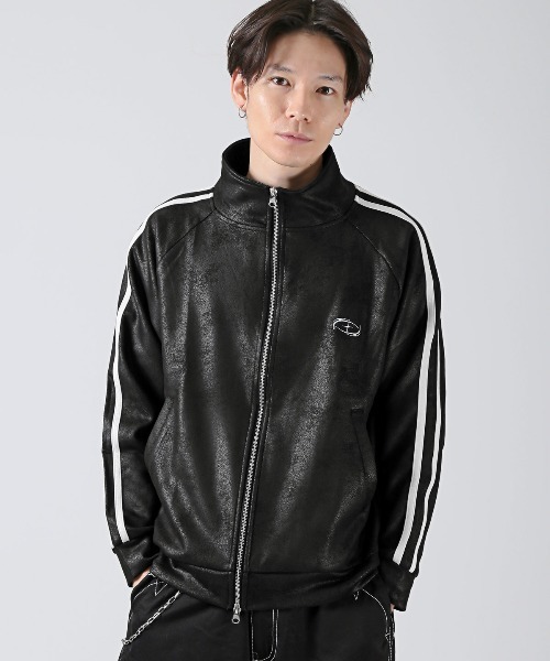 LUXSTYLE（ラグスタイル） ジャージ レザー風ダンボールニットトラック