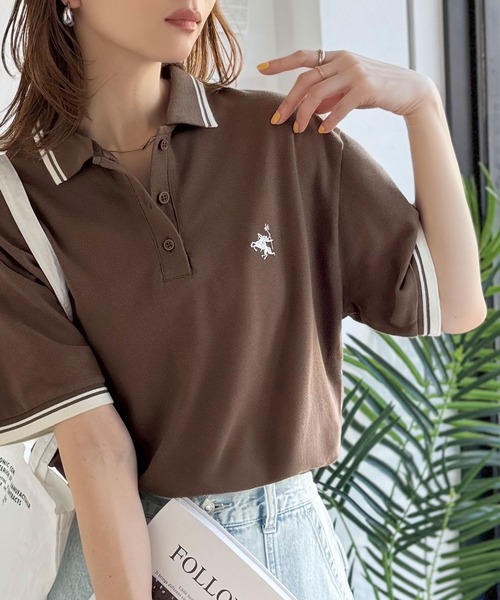 専用！CELINEのポロシャツです！ブラウンのボーダーが可愛いです！ CELINE（セリーヌ） ポロシャツ RY0HV886Z.GBT9 メンズ トリオンフ刺繍