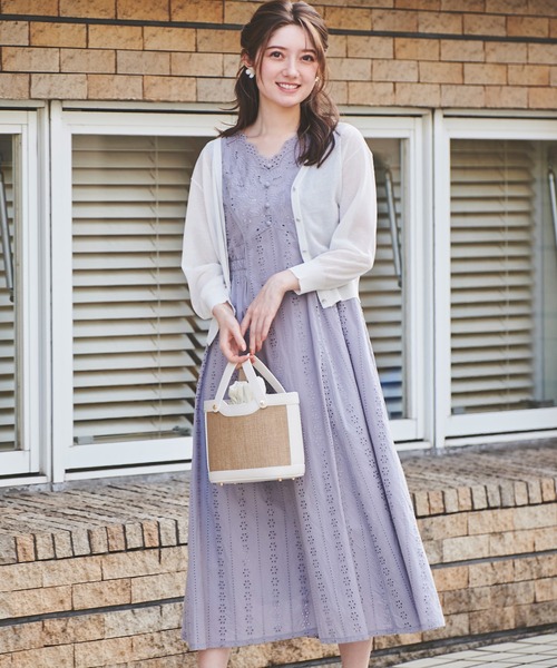 「LAISSE PASSE」 ノースリーブワンピース SMALL ライトグレー レディースの画像