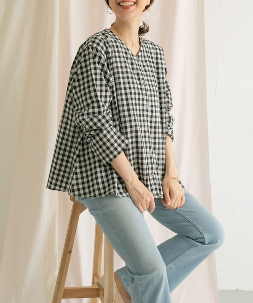 [URBAN RESEARCH DOORS] длинный рукав блуза 1 Pink Lady -s