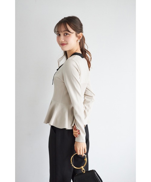 tocco closet ファー＆ビジュー付バックリボンニット ブラック 長袖 tocco closet（トッコ クローゼット） ニット セーター 「ZOZO限定