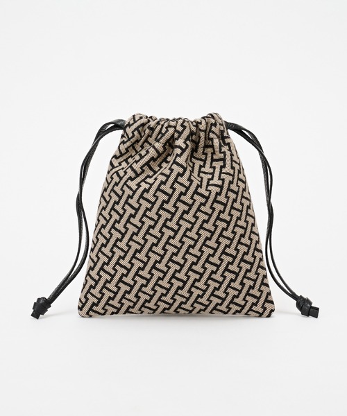 IACUCCI イアクッチ　ポーチ　ベージュブラック イアクッチ IACUCCI モノグランマ ポーチJACQUARD/RUGA （black