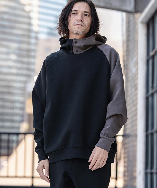 Man ON 大きいパーカーとペンライト CAMBIO（カンビオ） パーカー mpa4038-Cardboard Knit One Arm Pull