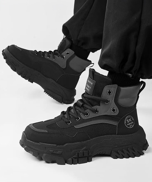 yello レースアップハイカットブーツ　S YELLO / TOKYO BLACK PLATFORM LONG BOOTS
