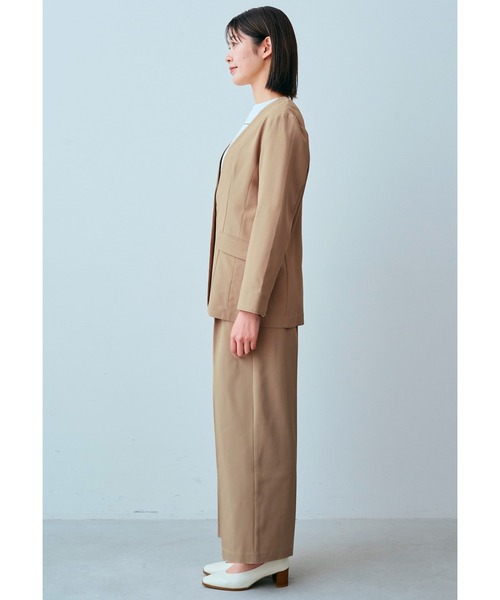 「IEDIT」 ノーカラージャケット MEDIUM ベージュ レディース_画像4