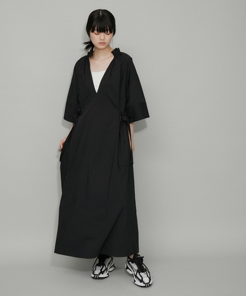 ADAM ET ROPE'（アダムエロペ） 7分袖ワンピース FREE ブラック系