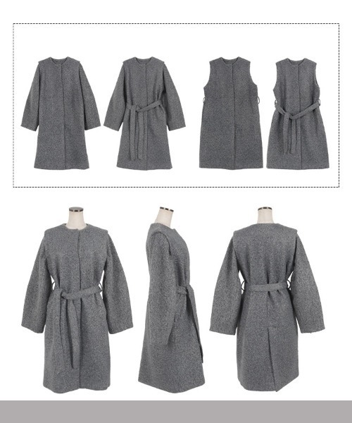 「KOBE LETTUCE」 ノーカラーコート M グレー レディース_画像2