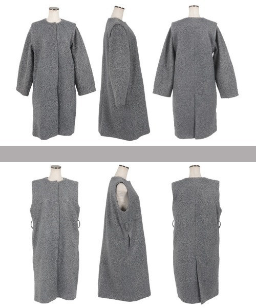 「KOBE LETTUCE」 ノーカラーコート M グレー レディース_画像3