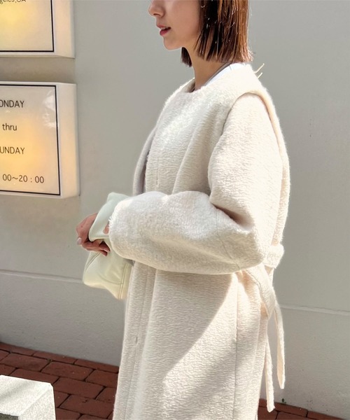 「KOBE LETTUCE」 ノーカラーコート M グレー レディース_画像7