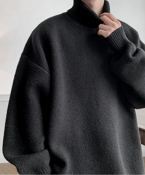 「JOHNNY WOLF」 タートルネックニット M ダークグレー メンズ_画像3