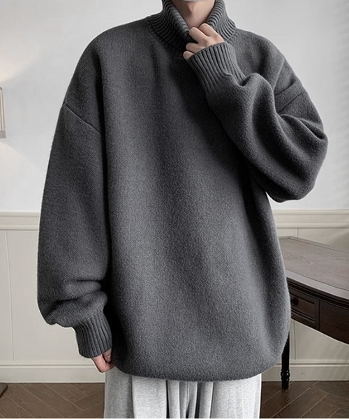 「JOHNNY WOLF」 タートルネックニット M ダークグレー メンズ_画像4