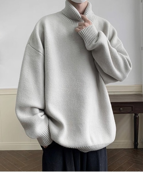 「JOHNNY WOLF」 タートルネックニット M ダークグレー メンズ_画像5