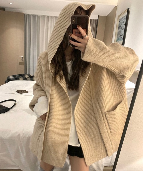 「meJane」 ニットカーディガン FREE ダークベージュ レディース_画像4