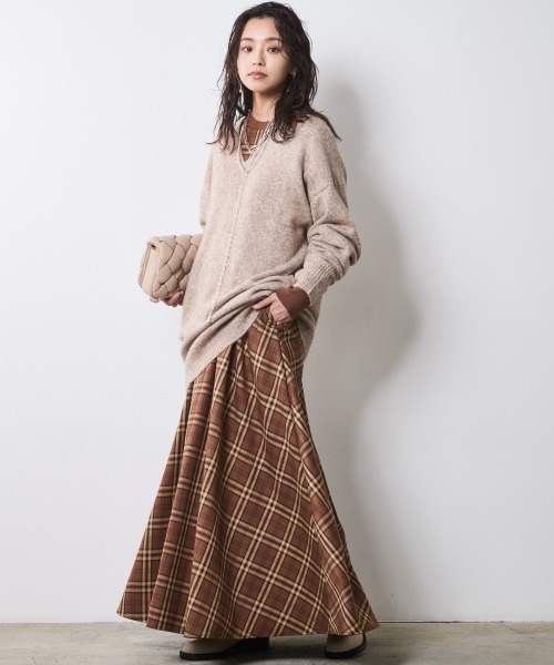 「CHIC STYLE」 長袖ワンピース 3L ブラウン レディース_画像5