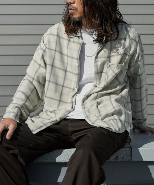【REMI RELIEF/レミレリーフ】 RAYON チェックシャツ　グレー REMI RELIEF/レミレリーフ】 REMI RELIEF RAYON チェックシャツ