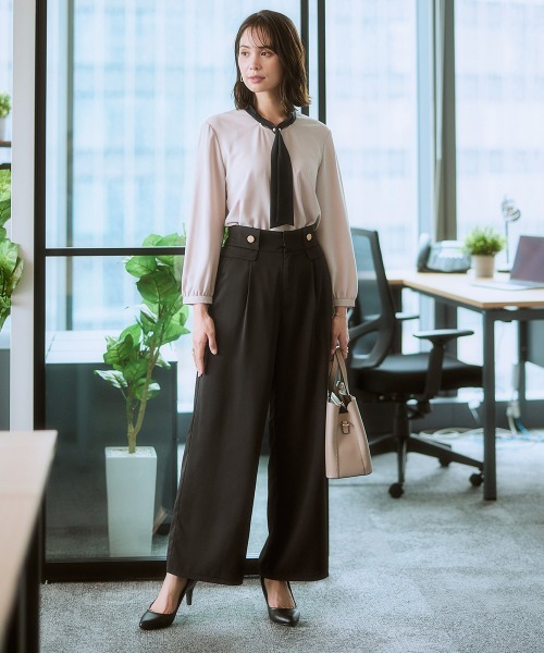 「7days Life Styling」 長袖ブラウス S ネイビー レディース_画像4