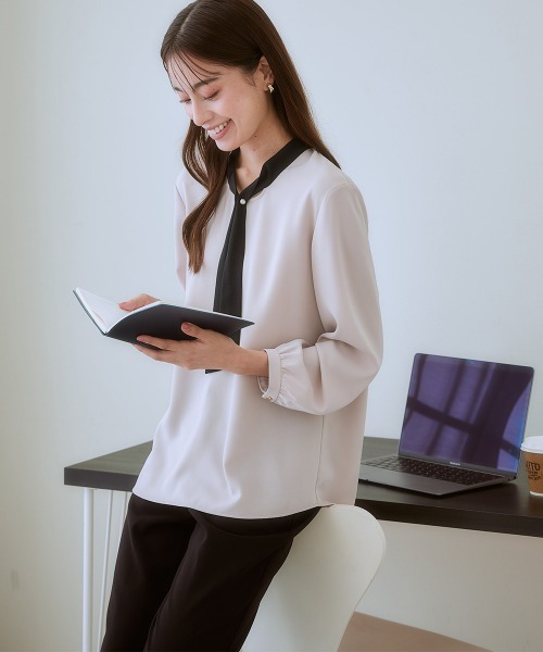 「7days Life Styling」 長袖ブラウス S ネイビー レディース_画像6