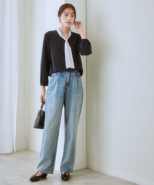 「7days Life Styling」 長袖ブラウス S ネイビー レディース_画像8