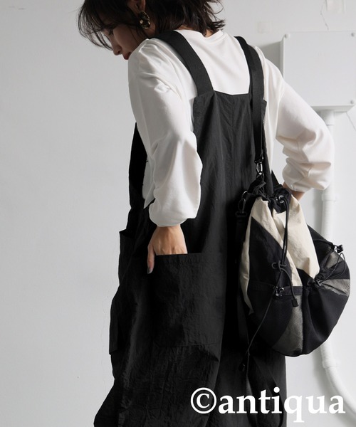 「antiqua」 オーバーオール R ブラック レディース_画像6
