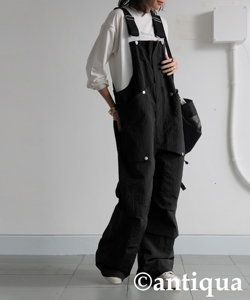 「antiqua」 オーバーオール R ブラック レディース_画像7
