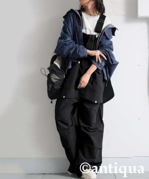 「antiqua」 オーバーオール R ブラック レディース_画像8